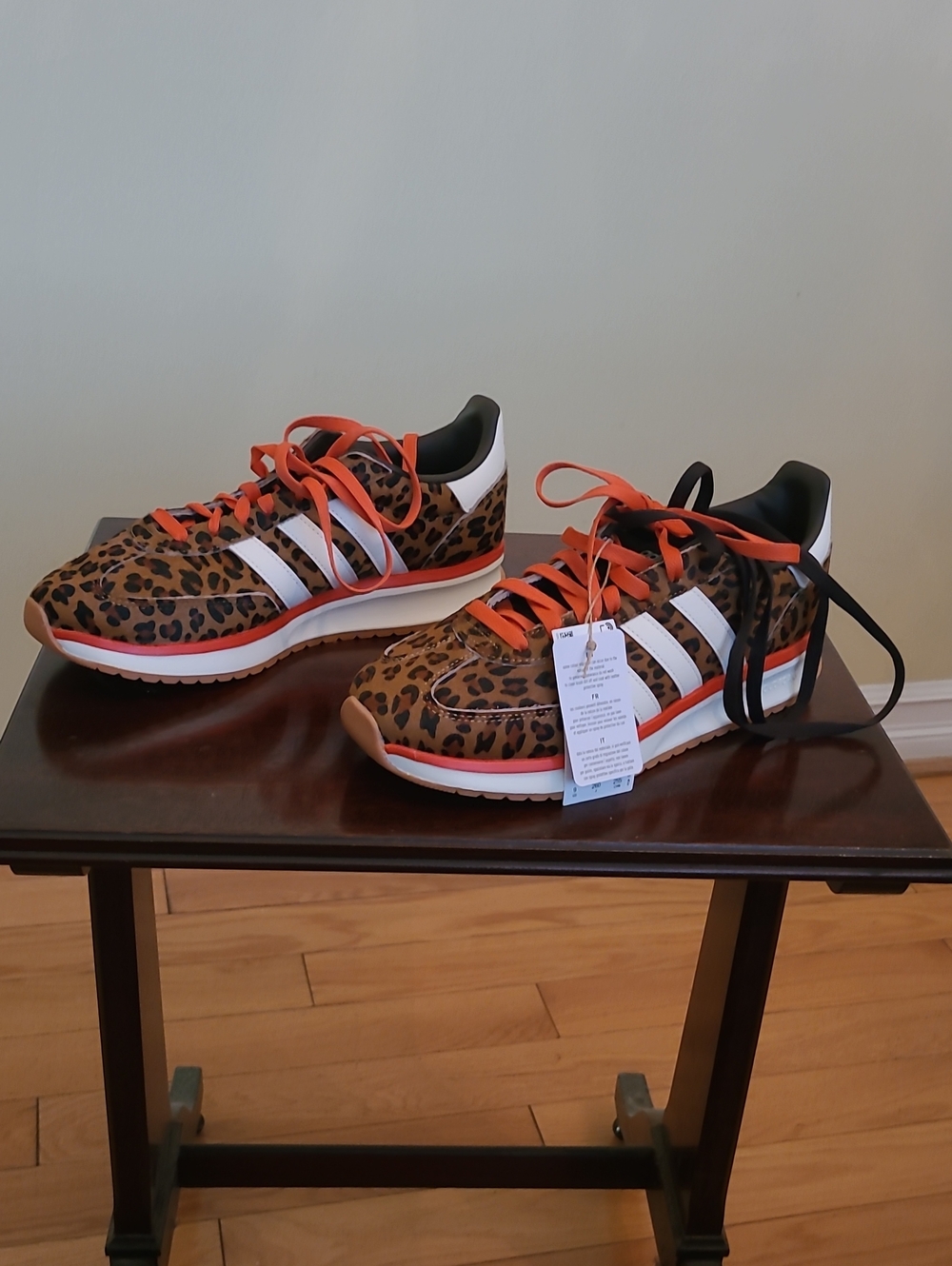 Leopard Print Athletic Sneakers with Orange Accents